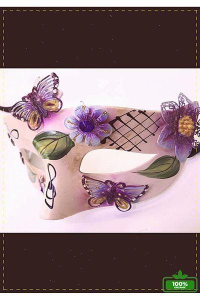 OMZ Butterfly Embroidered Toy Mask with Purple Color Leaf Model for New Year's Party