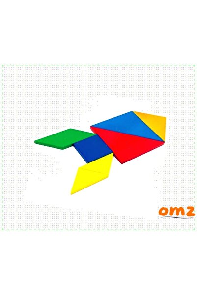 OMZ 7Parça Eğitici Renkli Ahşap Orta Boy Tangram Akıl Zeka Mantık Strateji Oyunu Erkek Montessori Oyun
