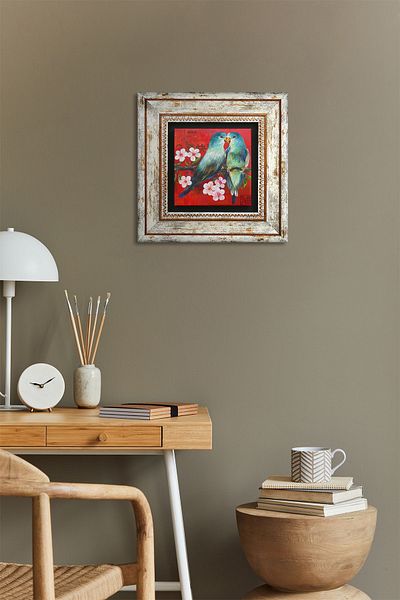 Pinecone Pictură pe perete cu piatră de pasăre, decor de perete înrămat, artă de perete Tk1-209