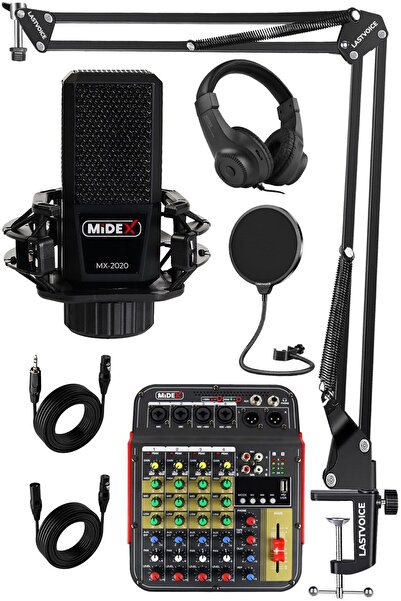 Lastvoice Vokal Paket-1 Mx2020 Mikrofon Ve Mdx-04fxu Stüdyo Mikseri Kulaklık Full Set