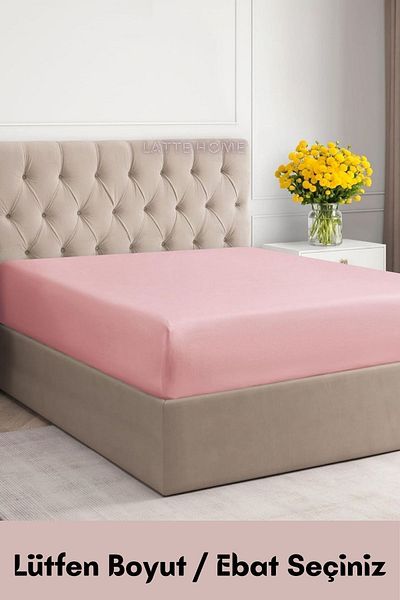 LATTE TEKSTİL Pink 100% Cotton Fitted Combed Bed Sheet - Elastic, Single-Double-Size Size