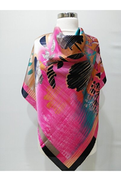 VİZYON Kadın Fuşya Lacivert Ipek Eşarp