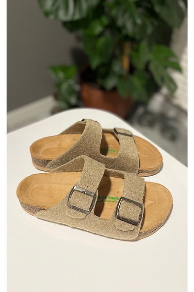 Land of Cork Unisex Anatomical Natural Cork Sole Natural Felt Wool Slippers