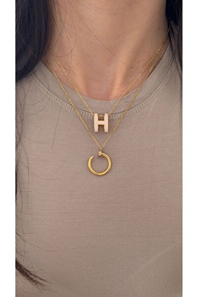 Opia JEWELRY - Taşlı Çivi Model VIP Çelik Kolye (40+6CM)