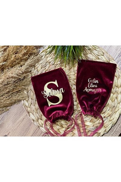 NO NAME Kına Gelin Eldiveni Isim Baskılı Bordo