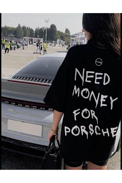 Gofeel Porsche Λεπτομερές Oversize Unisex T-Shirt - Χρειάζεστε χρήματα