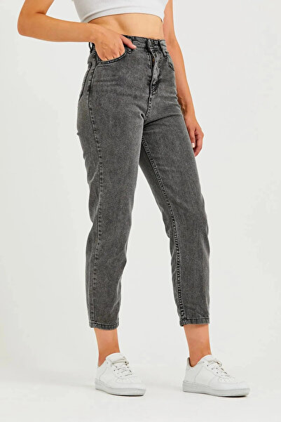 JILLY Jean Mom afumat cu talie înaltă - Blugi Boyfriend cu potrivire relaxată