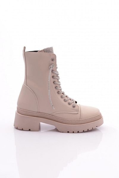 DGN Crystal Stone Ecru Women's Boots - Lace-Up, 211012921027
