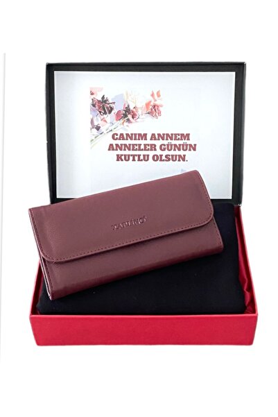 Carlino Kadın Bordo Cüzdan- Siyah Penye Şal Hediye Seti