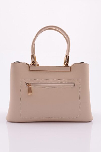 DGN Cream Classic Bag with Metal Handles - Women