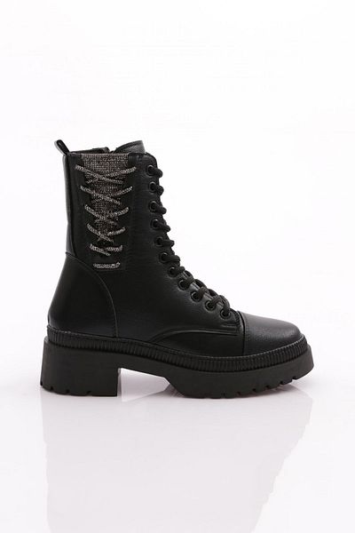 DGN Women's Lace-Up Boots Black Caviar 211011321027