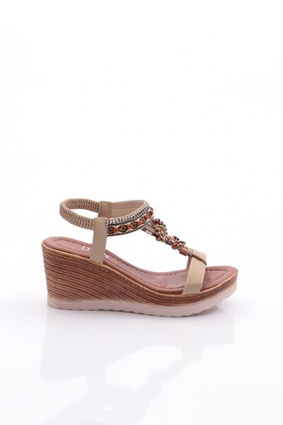 DGN Women's High Heel Patterned Sandals Mink 21522328