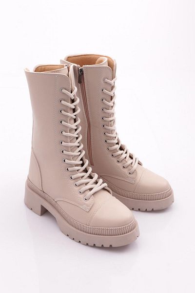 DGN K9070 Ecru Women's Boots - Lace-up