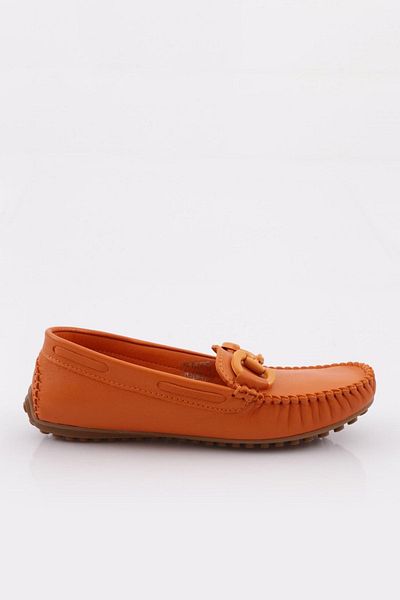 DGN K105 Pantofi Mocasini Accesorii Dama Portocaliu Piele Veritabila
