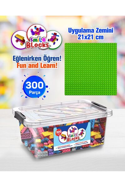 p parti oyunevi Smile Blocks 300 Parça Plastik Kutulu Mikro Blok Yeşil Uygula...