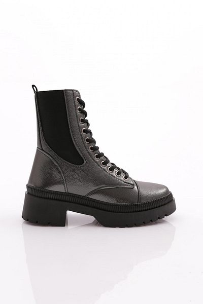 DGN Women's Stretch Detailed Boots Platinum Caviar 211013121027