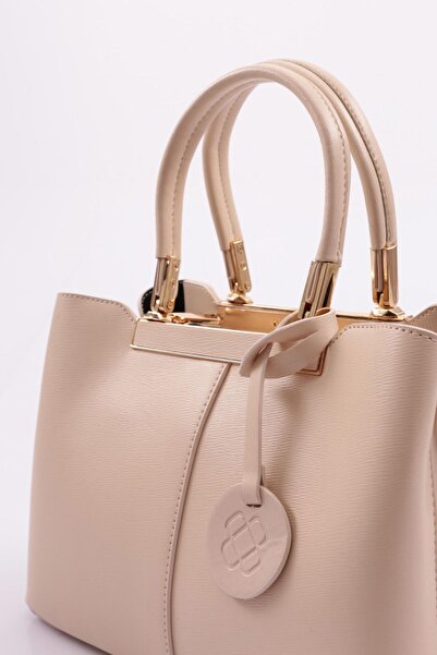 DGN Cream Classic Bag with Metal Handles - Women