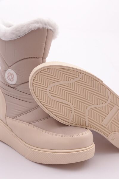 DGN Γυναικείες μπότες με φερμουάρ στο πλάι με γούνα στο εσωτερικό, μπεζ κρέμα 31643224