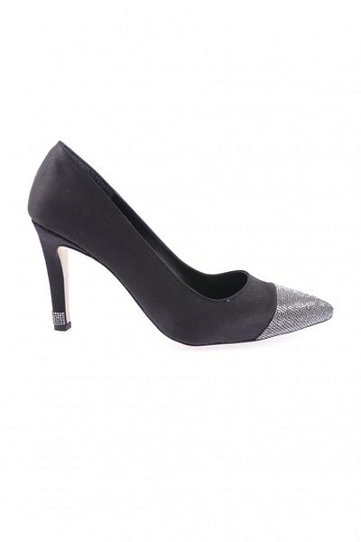 DGN Pm450-k030-23y Black Satin Platinum Stone Women's Heeled Shoes
