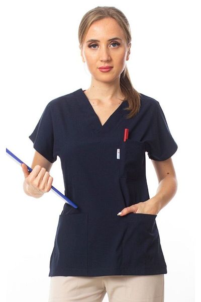 Simirna Üniforma Țesătură premium Lycra Scrubs Bleumarin Jersey Single Top