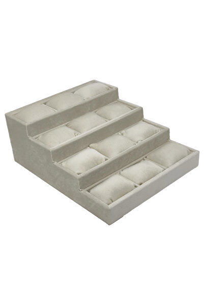 Jewelbox Cream Colored Suede Fabric - 4 Layers 12 Pillows Watch and Jewelry B...