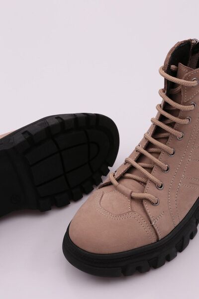 DGN Γυναικείες μπότες Nubuck από γνήσιο δέρμα 22k - με μπροστινό κορδόνι και λεπτομέρεια ραφής με φερμουάρ 109133294