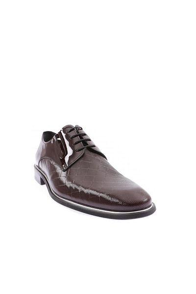 DGN Pantofi smoking din piele lacuita rosie Claret - Talpa Neolit, siret, model diamant 364526102