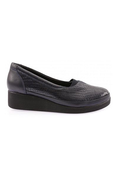 DGN Pantofi de damă cu talpă groasă din cauciuc, cu detalii, din piele naturală, crocodil bleumarin 2123221