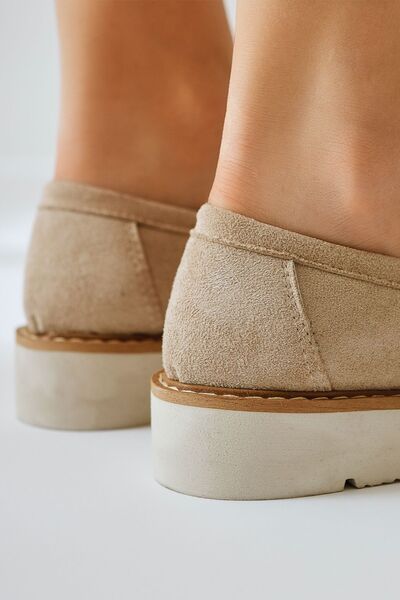Limoya Deria Nude, Beige Suede Tasseled Women's Casual Shoes