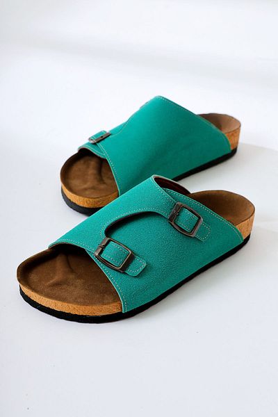 Limoya Γυναικείες παντόφλες Christella Old Suede με διπλή πόρπη με λεπτομέρειες