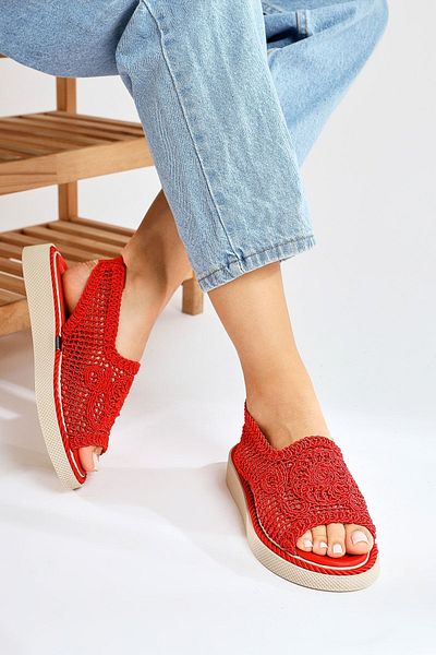 Limoya Nichola Red Knit Women's Sandals