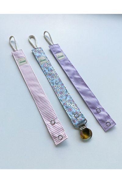 Le Petite Histoire 3-Piece Pacifier Strap Chain 100% Cotton Washable