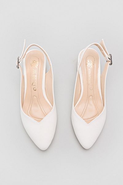 Jilberto Henrietta Women's White Pointed Toe Low Heel Women's Sandals