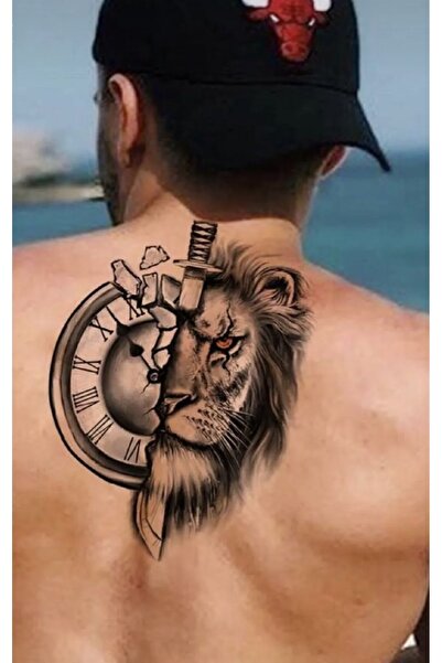 Be Best Unisex Aslan ve Saat Desen Geçici Dövme CD535