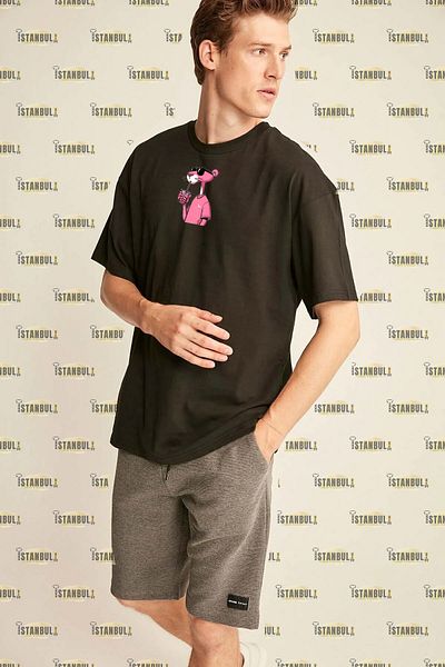 aynewmoda Тениска с щампа „Розова пантера“ с голям размер