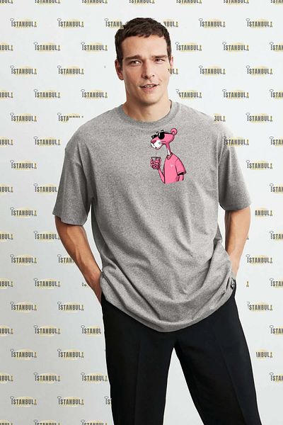 aynewmoda Oversize Pink Panther Printed T-Shirt