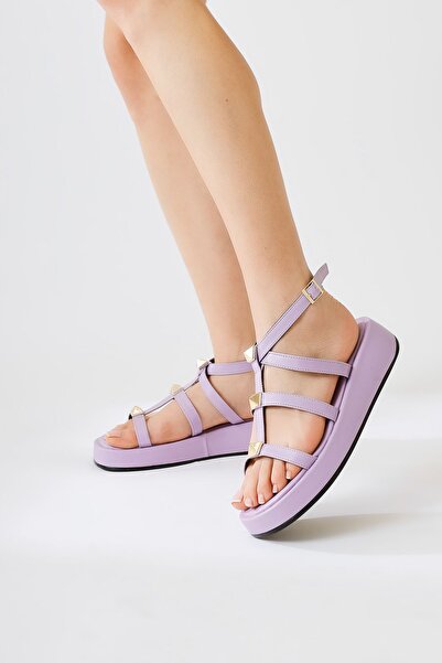 Limoya Thurza Lila Kalın Tabanlı Kadın Sandalet Fırsat Ürünü