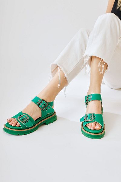 Limoya Sandale de damă cu talpă groasă cu detaliu cu cataramă verde Tamera