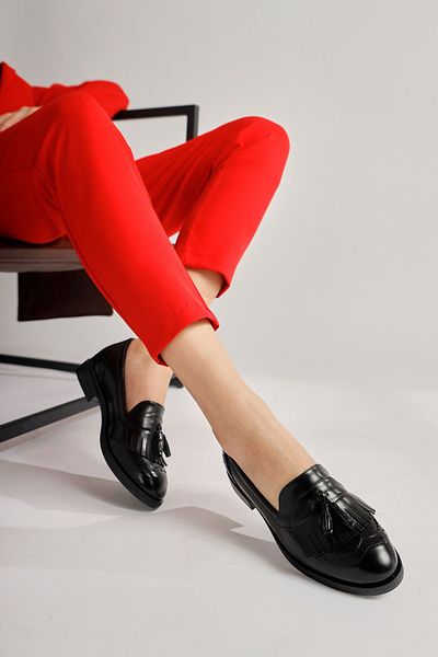 Limoya Viet Black Patent Leather Tassel Detailed Women's Casual Shoes