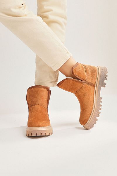 Limoya Κοντές γυναικείες μπότες Aniitta Tan Suede Shearling, Γυναικεία μποτάκια