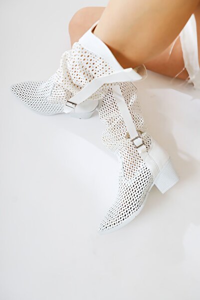 Limoya Orietta Білий лазерний виріз з манжетами Літні жіночі чоботи Вигідна пропозиція