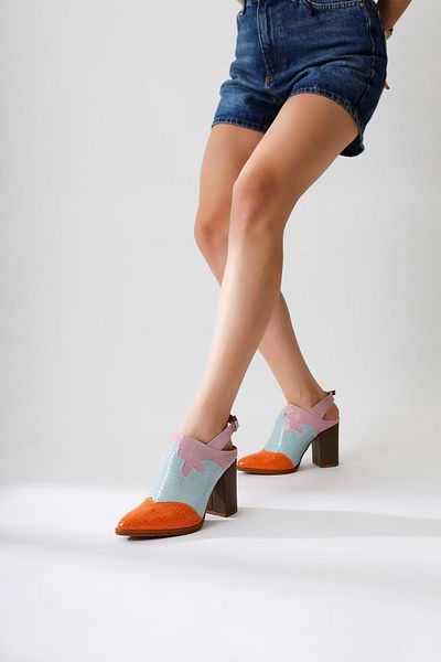 Limoya Pantofi de damă cu toc înalt, albastru, multicolor, crocodil