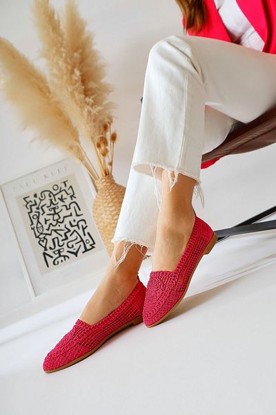 Limoya Balerini tricotați Joka Fuchsia, pantofi de balerină pentru femei