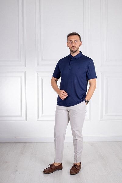 Sarar Μπλουζάκι με συνέντευξη Navy Blue Modal Polo