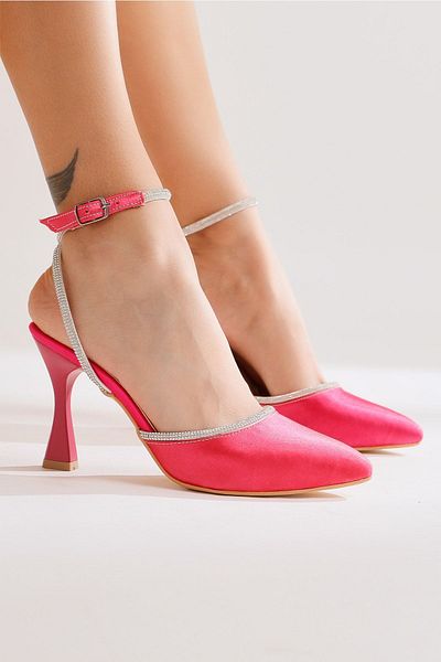 Limoya Sandale de damă Didan Fuchsia Stone cu vârf ascuțit