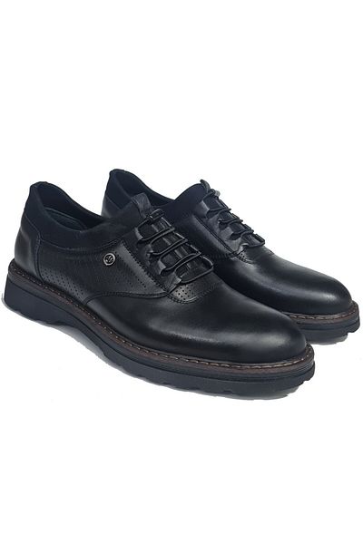 Öztürk Partea laterală din piele naturală - Pantofi cu șireturi din cauciuc cu talpă EVA imprimată cu laser BRAND-185