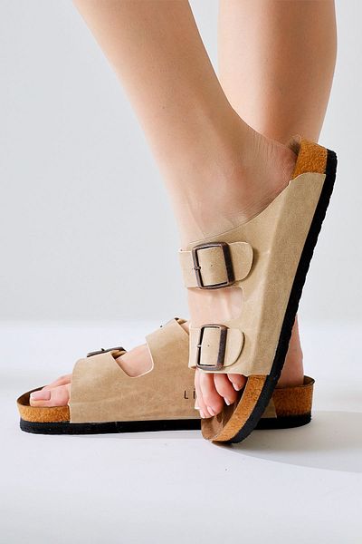 Limoya Γυναικείες παντόφλες Beti Beige Suede Double Banded