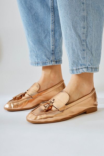 Limoya Pantofi casual de damă Gussie Bronze din piele lacuită șifonată