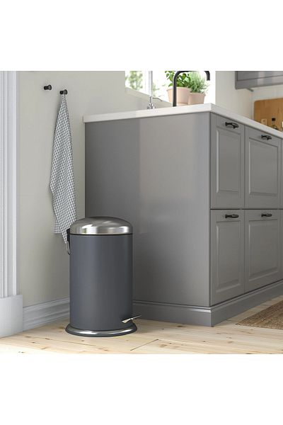 IKEA Μεγάλο μέγεθος 12 λίτρων 45 cm Κάδος απορριμμάτων και βούρτσα τουαλέτας - Σετ μπάνιου 2 τεμαχίων από ανοξείδωτο ατσάλι