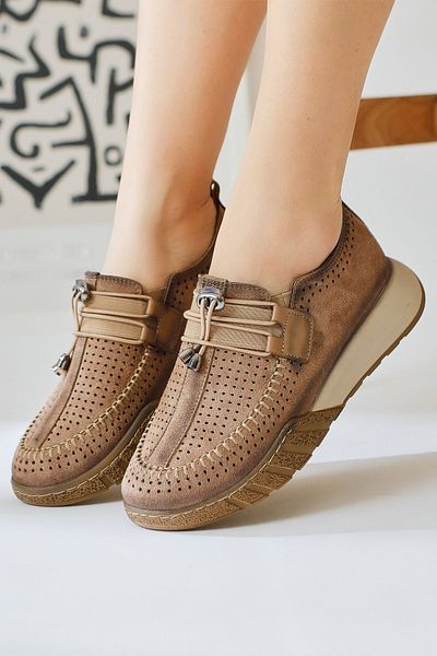 Limoya Γυναικεία casual παπούτσια Alice Mink Suede Laser διάτρητα